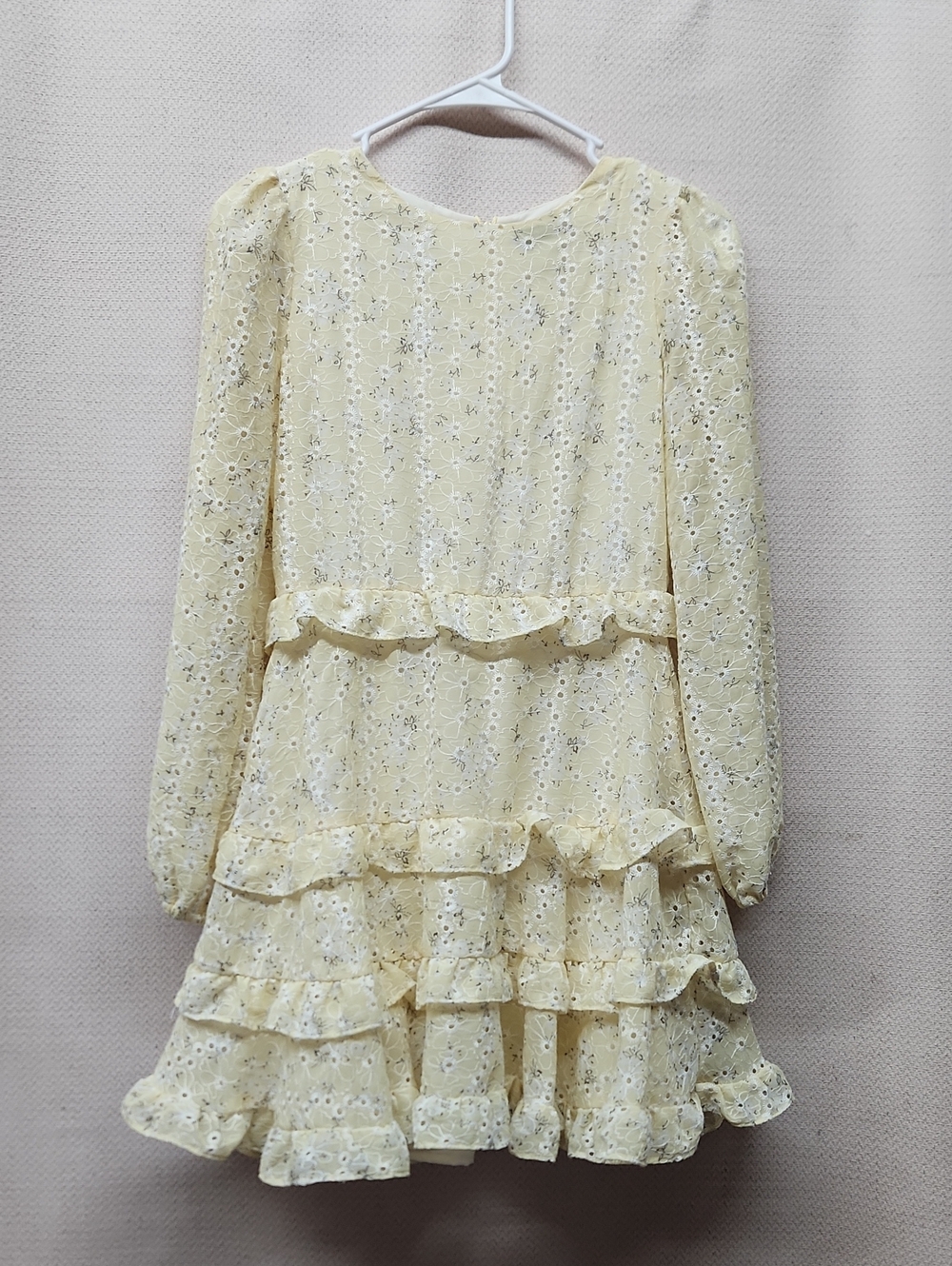Bardot Pale Yellow Eyelet Ruffle Dress